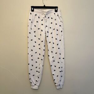 Ivory Ella Women's Organic Cotton Relaxed Elephant Sweatpants, White/Black- S